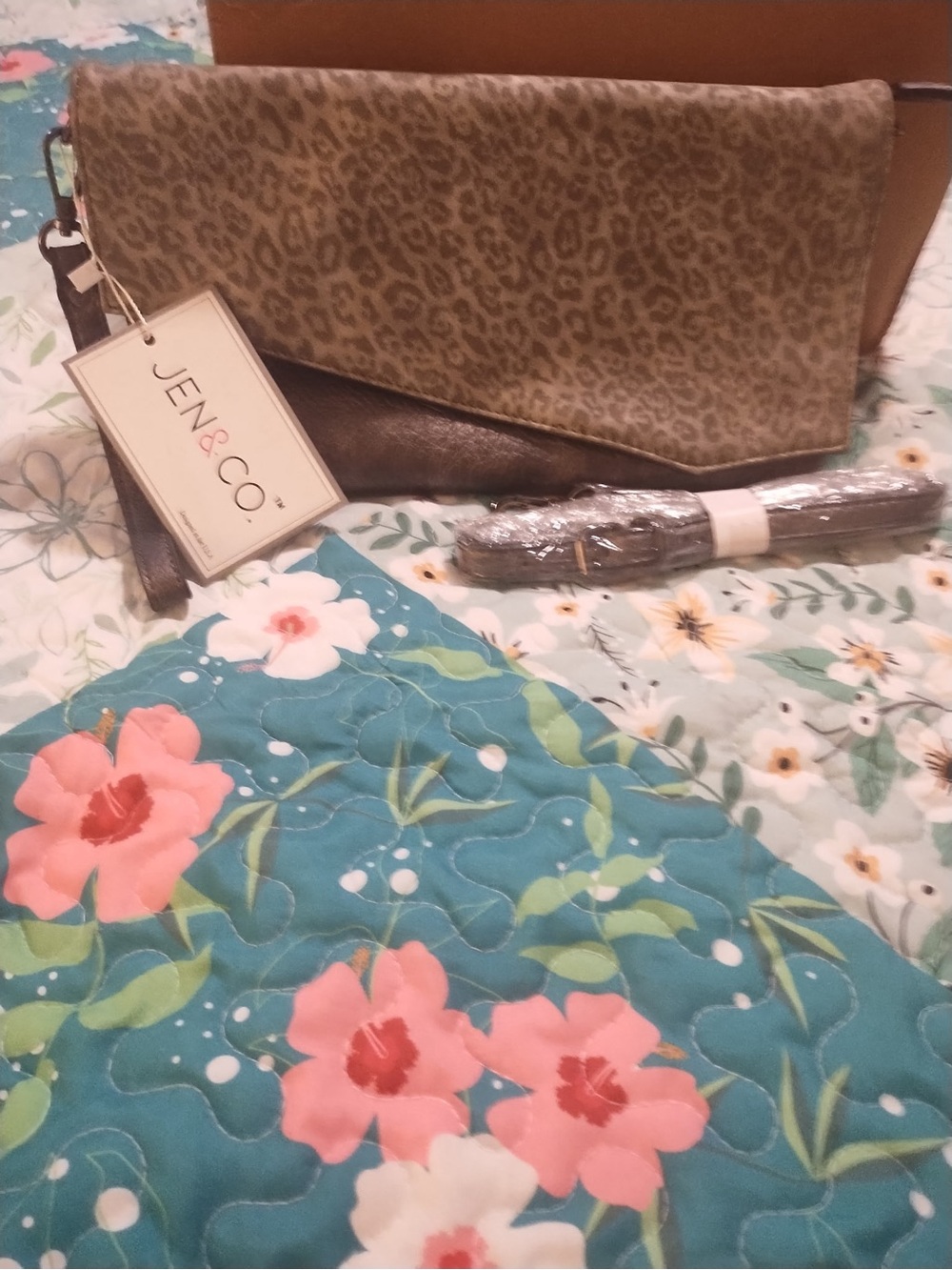 Leopard Print Foldover Clutch - Brown